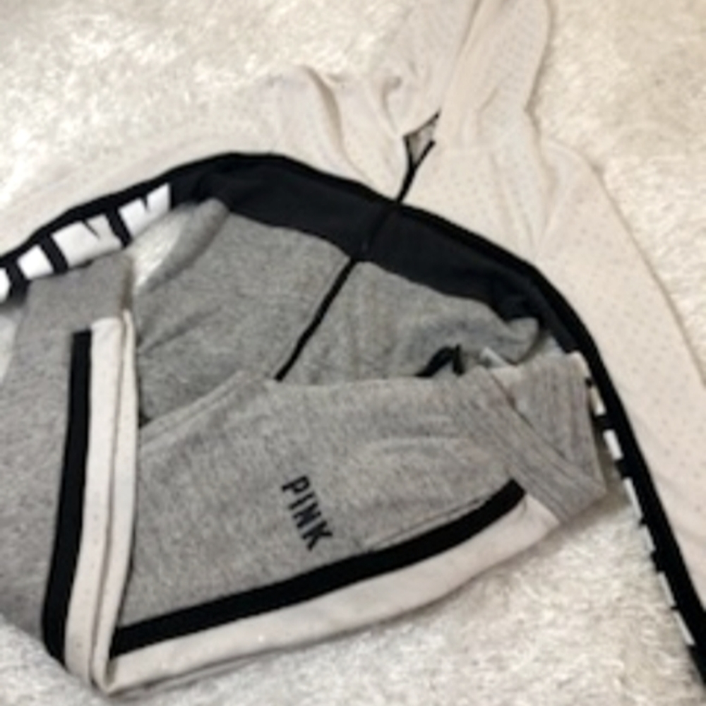 Victoria secret pink bling rhinestone hooded full zip outfit